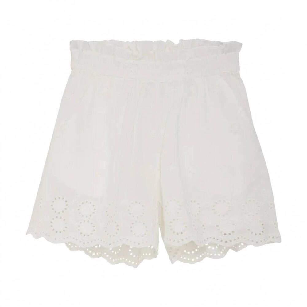 NEW CREAMIE girls embroidered eyelet shorts in white